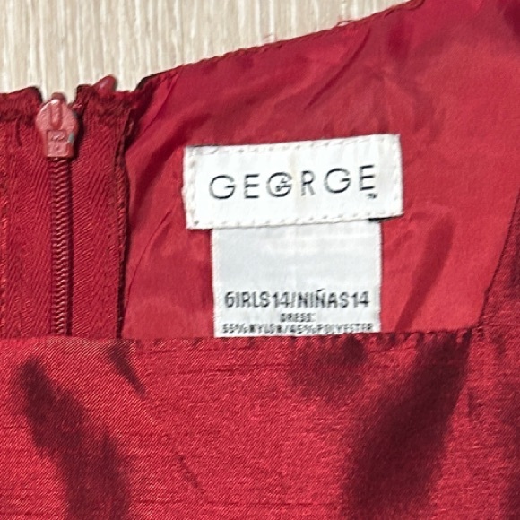 George Vintage Red Formal Kids Sleeveless Dress Sz 14 - Picture 2 of 6